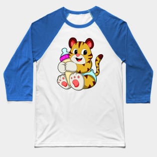 Baby tiger with Bottle Baseball T-Shirt